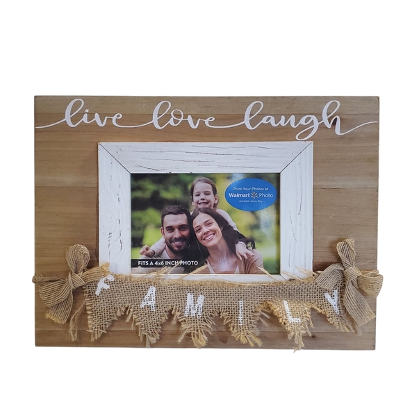 Live Love Laugh Wooden Picture Frame with Burlap Accents - Picture 2 of 8